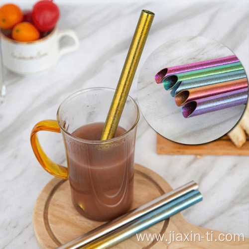 Titanium Ice Pattern Drinking Straws Metal Drink Straw